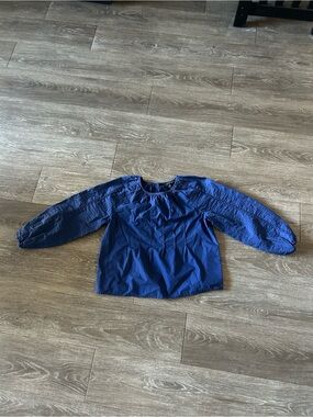 Banana Republic Navy Blue Long-Sleeve Peasant Blouse